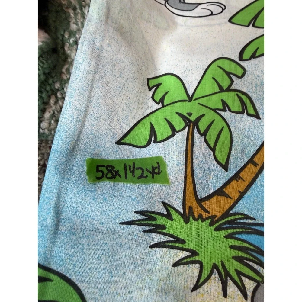 Vintage Bugs Bunny Beach Fabric 58x42 Looney Tunes Elmer Fudd Tropical